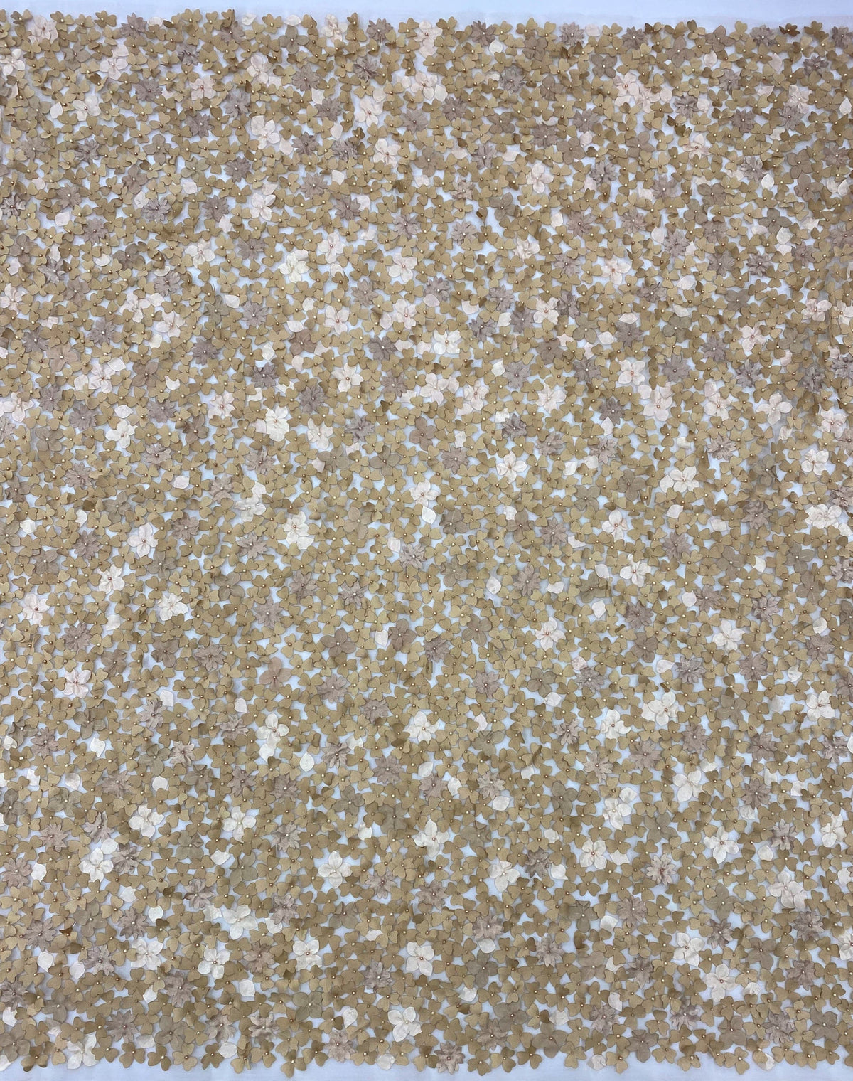 3D Hydrangea Embellished Tulle (K25736) - Sand
