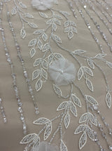Ivory Embellished Tulle — featuring floral motifs, hand-beading and sequins, in nylon, 105cm wide