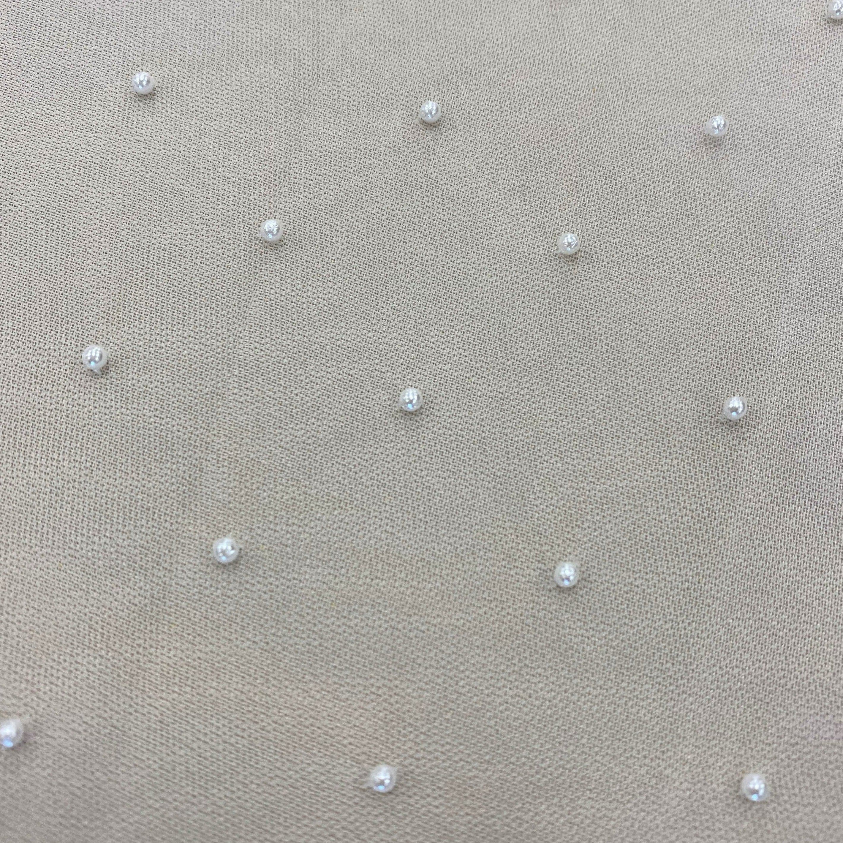 Ivory Scattered Pearl Tulle — featuring hand-beading, 100% polyamide, 140cm wide