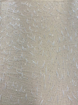 Ivory Feather Embellished Tulle — featuring hand-beading, 100% nylon, 140cm wide