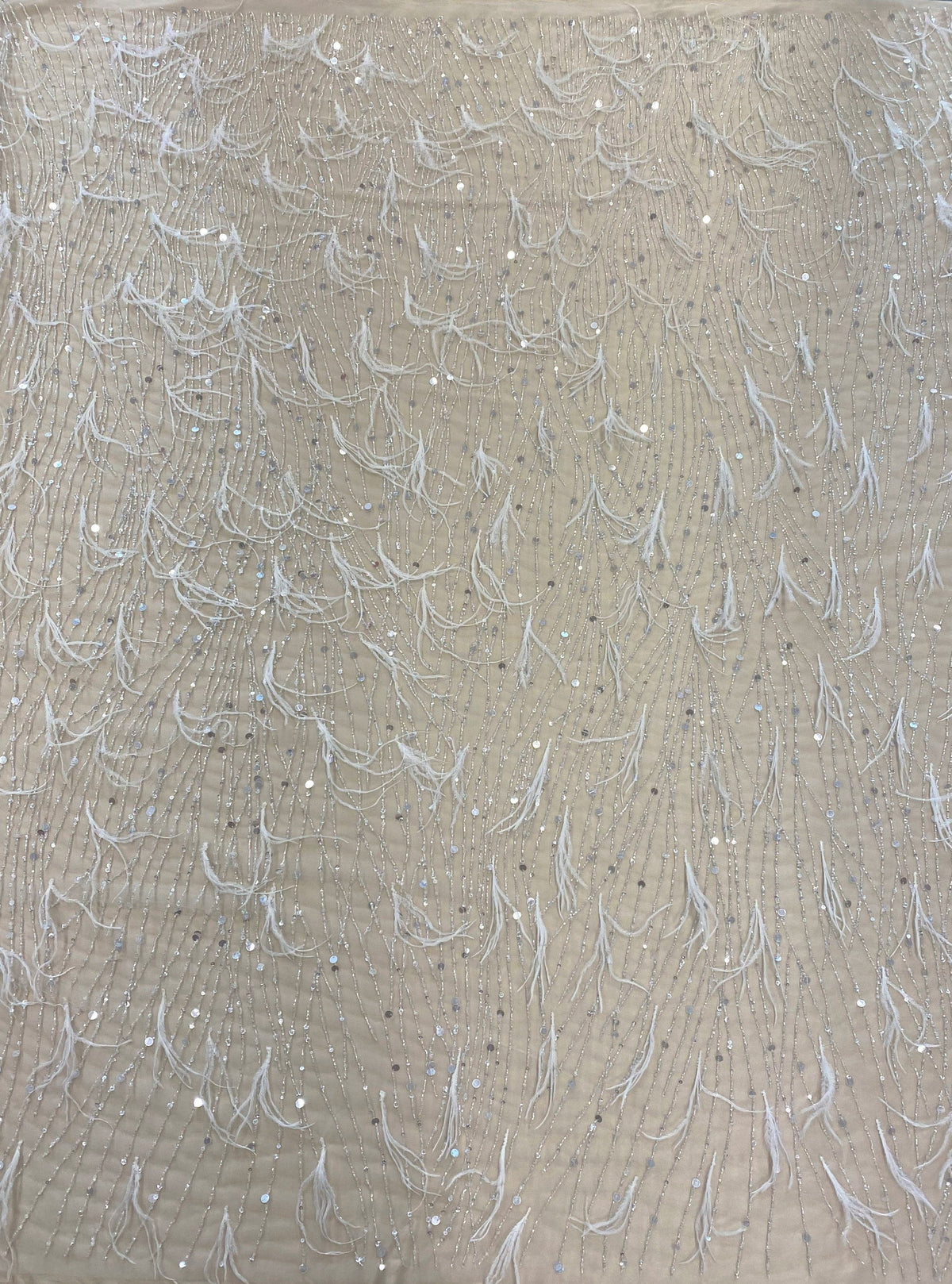 Feather Embellished Tulle (K25903) - Ivory