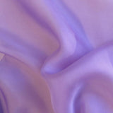 Lavender Satin Chiffon — lightweight and sheer with a fluid, airy drape and a smooth satin luster finish, 100% mulberry silk, 140cm wide