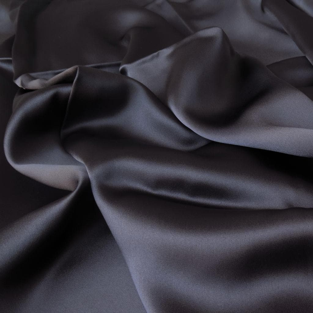 Licorice Sandwash Satin — lightweight and soft with a smooth luster satin finish, 100% mulberry silk, 140cm wide