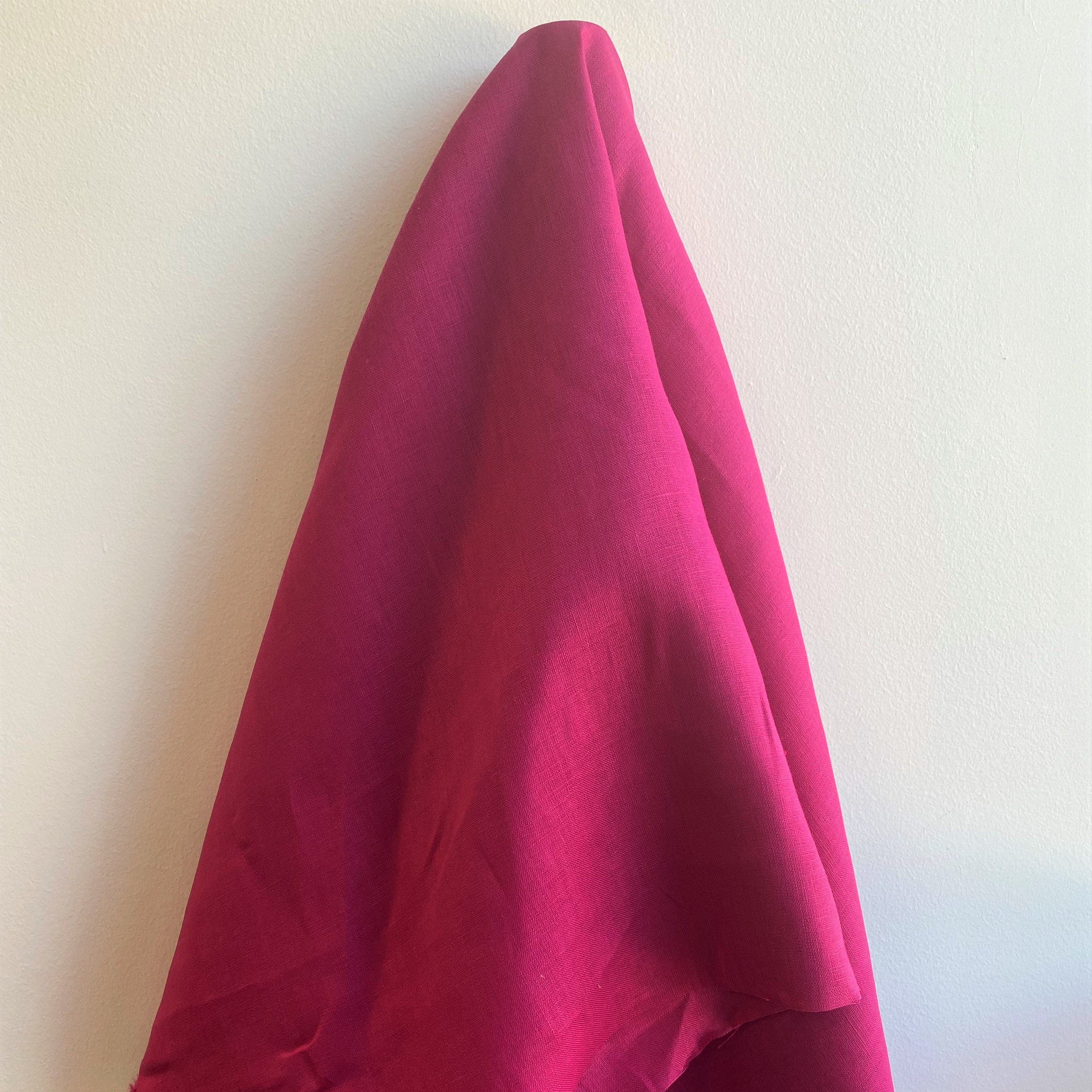 Lipstick Linen — mid-weight plain-weave linen with a slightly crisp handle that softens with wear, 100% linen, 135cm wide