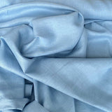 Sky Blue Linen — mid-weight plain-weave linen with a slightly crisp handle that softens with wear, 100% linen, 135cm wide