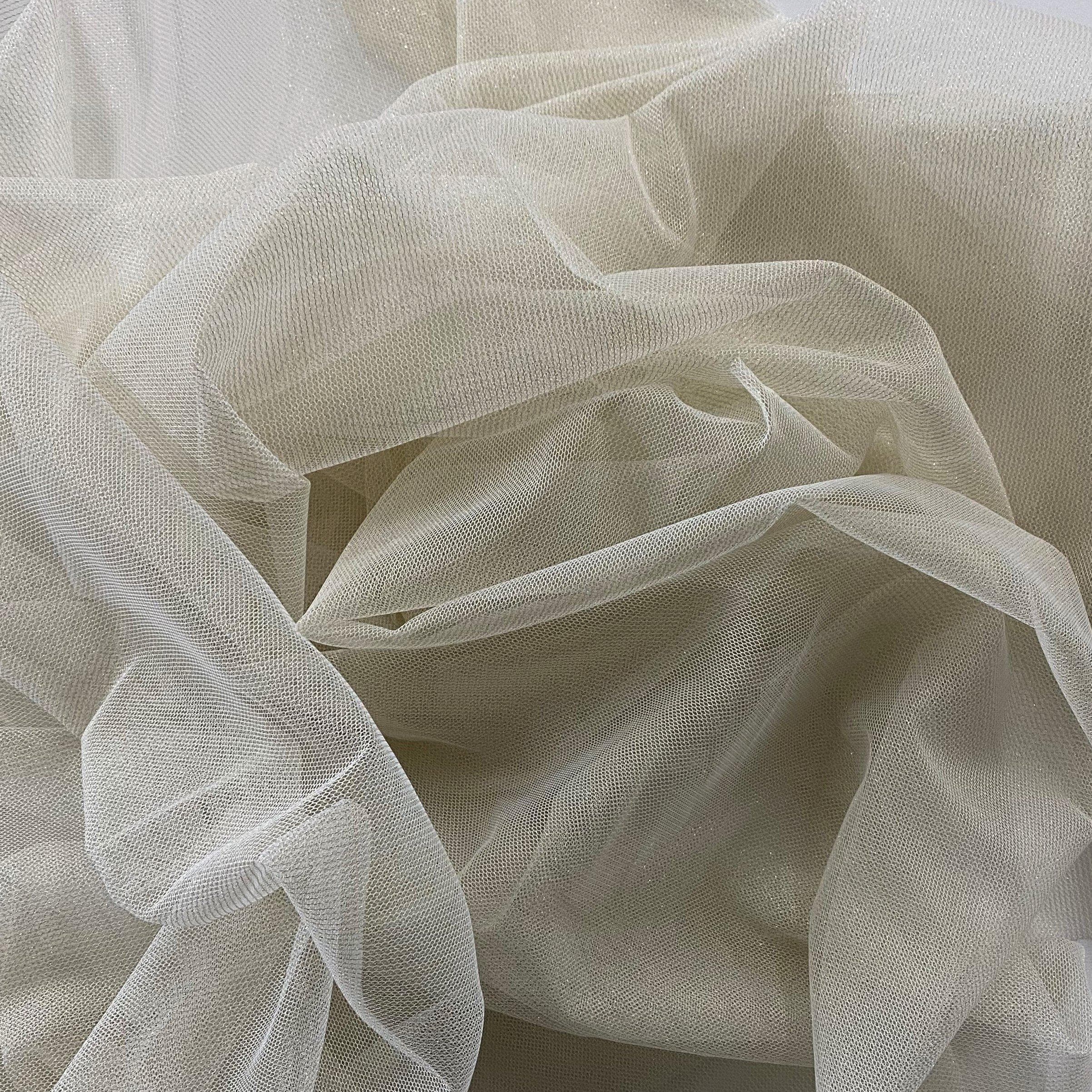 Cream Gold Lurex Tulle — soft, 90% polyester 10% lurex, 150cm wide