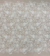 Ivory Embroidered Corded Tulle — featuring floral motifs, a corded texture and hand-beading, 50% nylon 50% rayon, 130cm wide