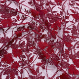 Rust Embellished 3-D Floral Tulle — featuring laser-cut 3-D floral appliqués on a fine tulle