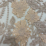 Sand Embellished 3-D Floral Tulle — featuring laser-cut 3-D floral appliqués on a fine tulle