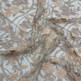 Sand Embellished 3-D Floral Tulle — featuring laser-cut 3-D floral appliqués on a fine tulle