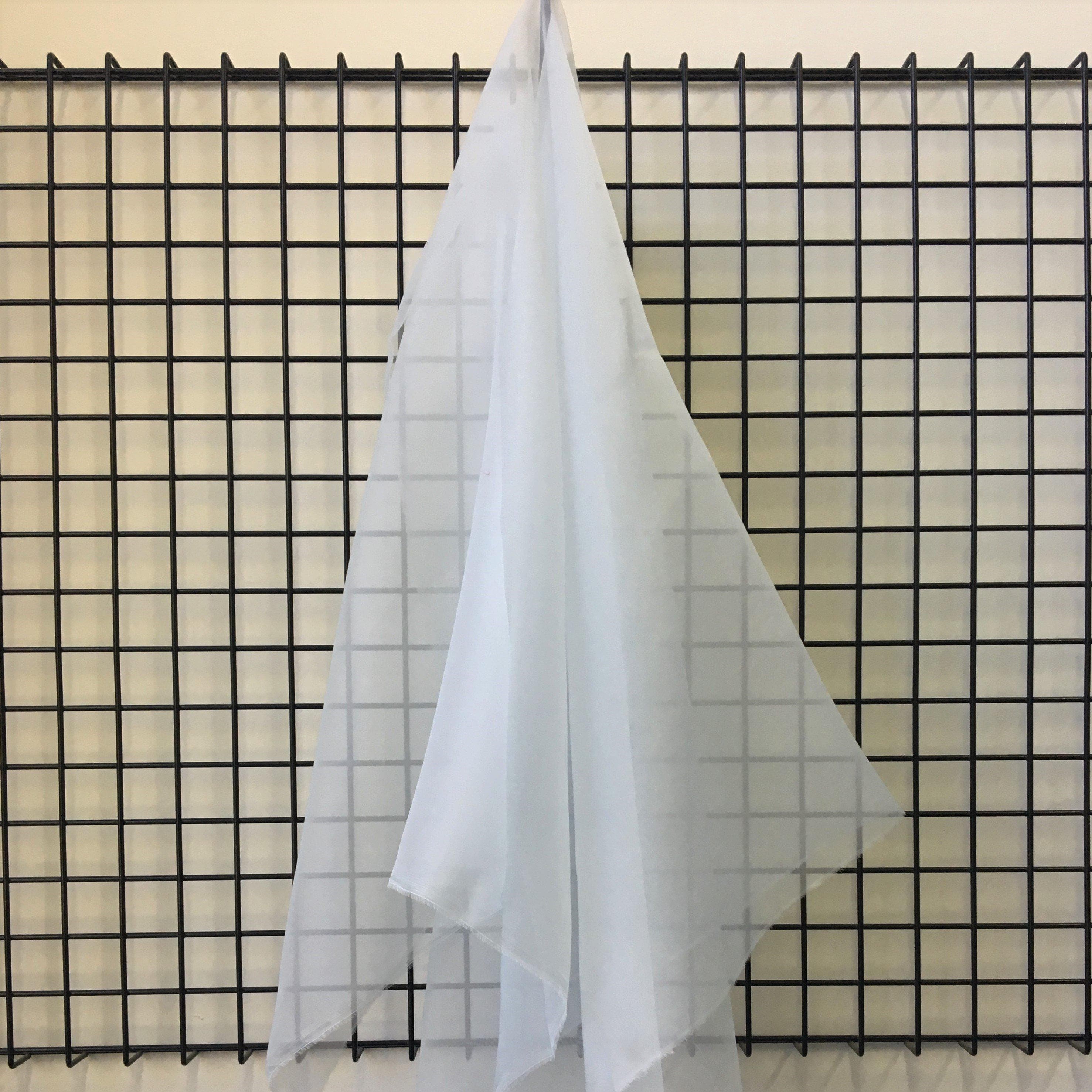Pale Blue Silk Organza — lightweight, sheer and smooth with a low-sheen finish, 100% silk, 137cm wide