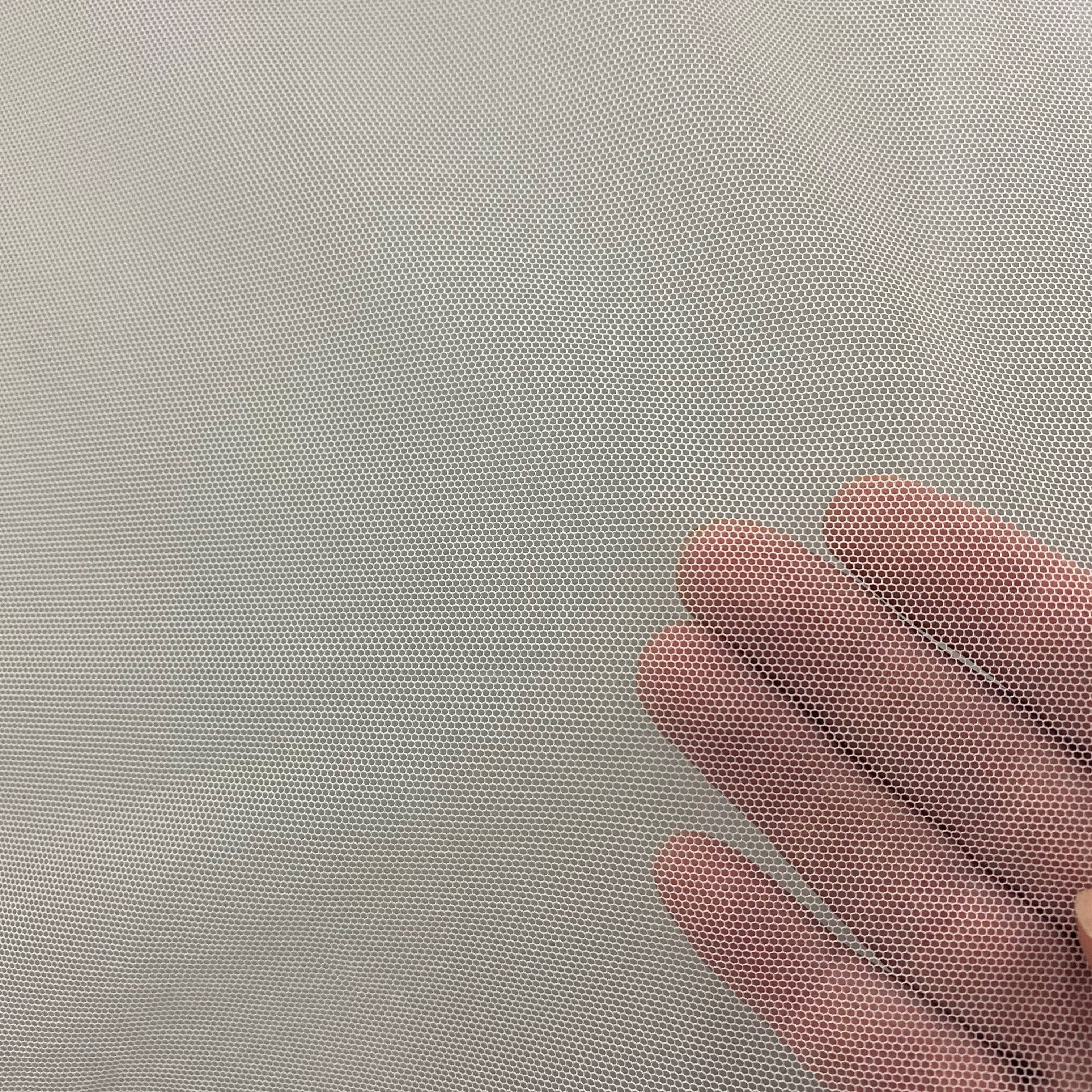 Bone Polyester Tulle — lightweight and soft, 100% polyester, 150cm wide