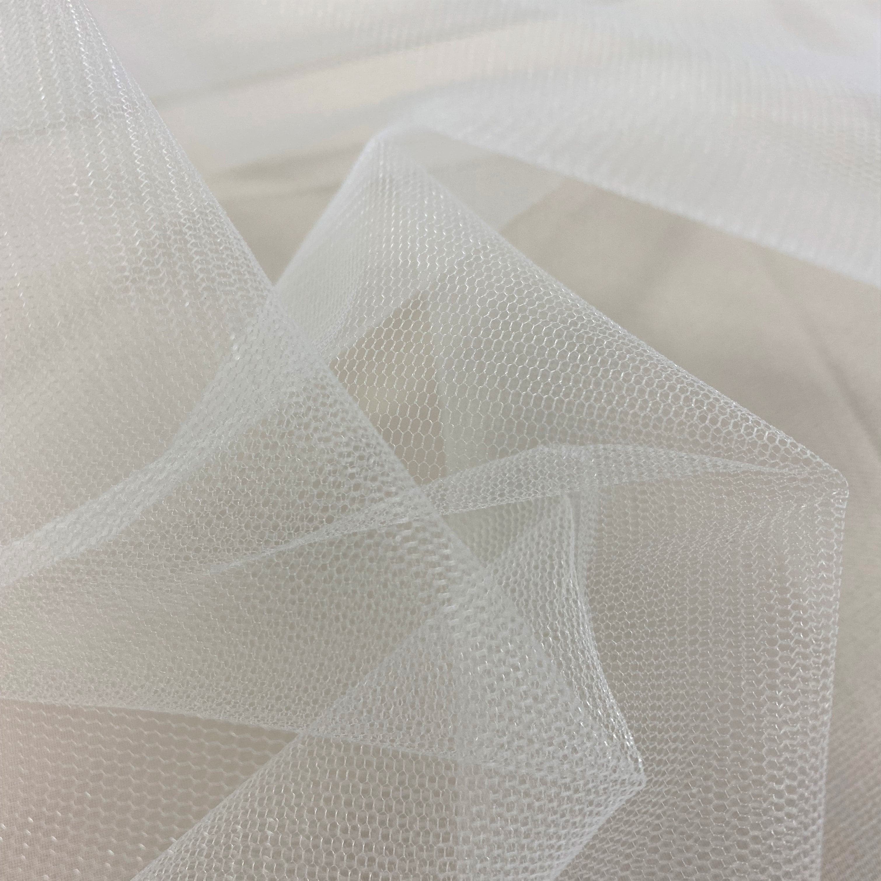 Ivory Recycled Illusion Tulle — lightweight and soft, 100% polyester, 150cm wide