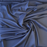 Navy Recycled Polyester Poplin — lightweight and smooth with a soft handle, in recycled polyester