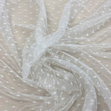 Ivory Recycled Woven Spot Tulle — mid-weight, 100% polyester, 150cm wide