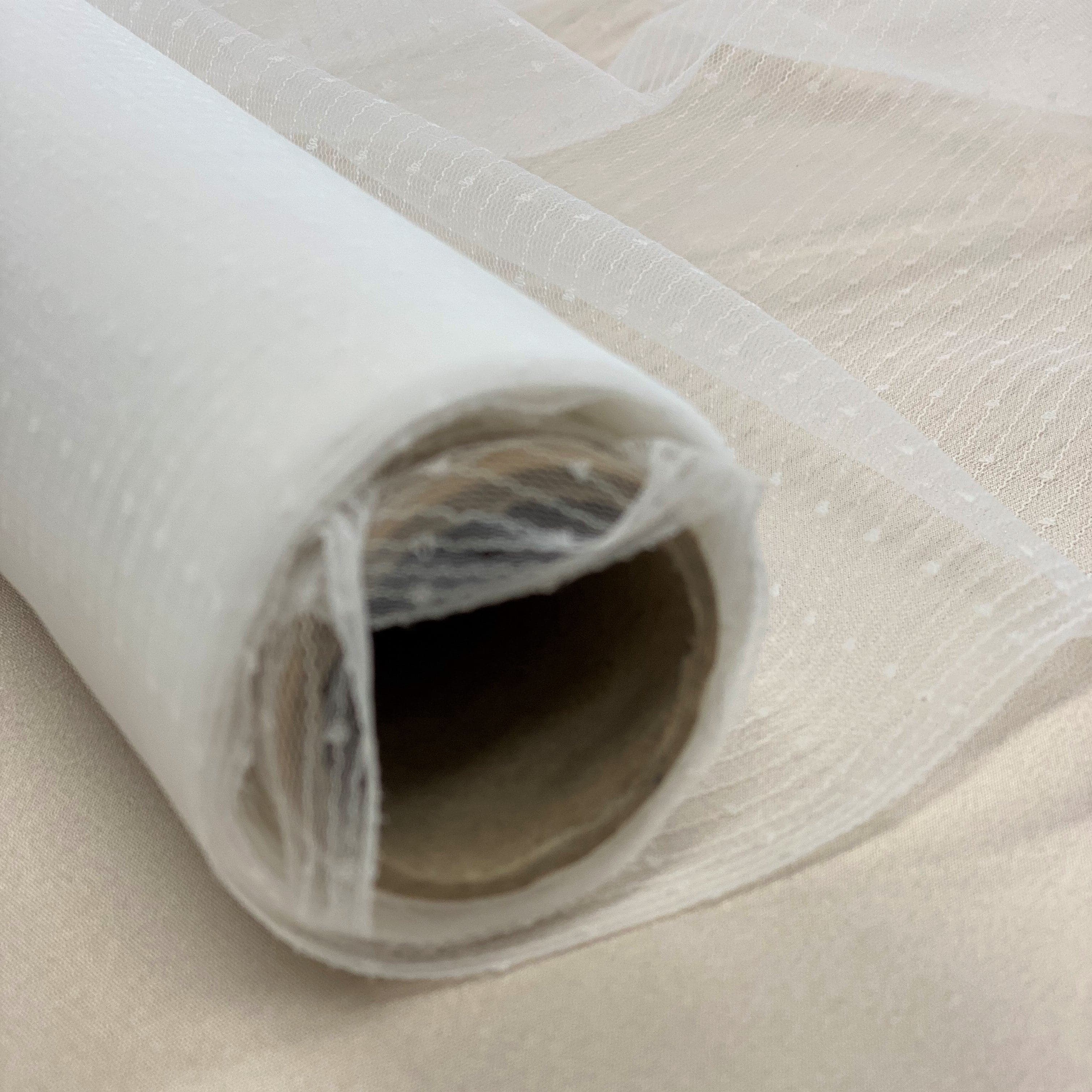 Ivory Recycled Stripe Tulle — mid-weight, 100% polyester, 150cm wide