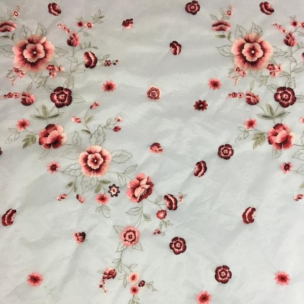 Embroidered Organza — featuring floral motifs, 100% silk, 137cm wide