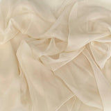 Cream Satin Chiffon — lightweight and sheer with a fluid, airy drape and a smooth satin luster finish, 100% mulberry silk, 140cm wide