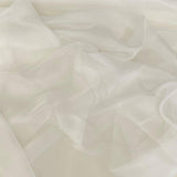 Ivory Satin Chiffon — lightweight and sheer with a fluid, airy drape and a smooth satin luster finish, 100% mulberry silk, 140cm wide