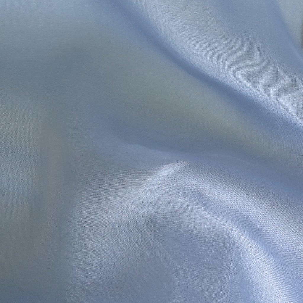 Sky Blue Satin Chiffon — lightweight and sheer with a fluid, airy drape and a smooth satin luster finish, 100% mulberry silk, 140cm wide