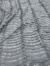 Gunmetal Ruffled Tulle — soft, 100% nylon, 135cm wide