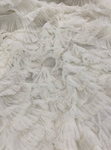 Ivory Ruffled Tulle — soft, 100% nylon, 135cm wide