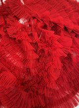 Red Ruffled Tulle — soft, 100% nylon, 135cm wide