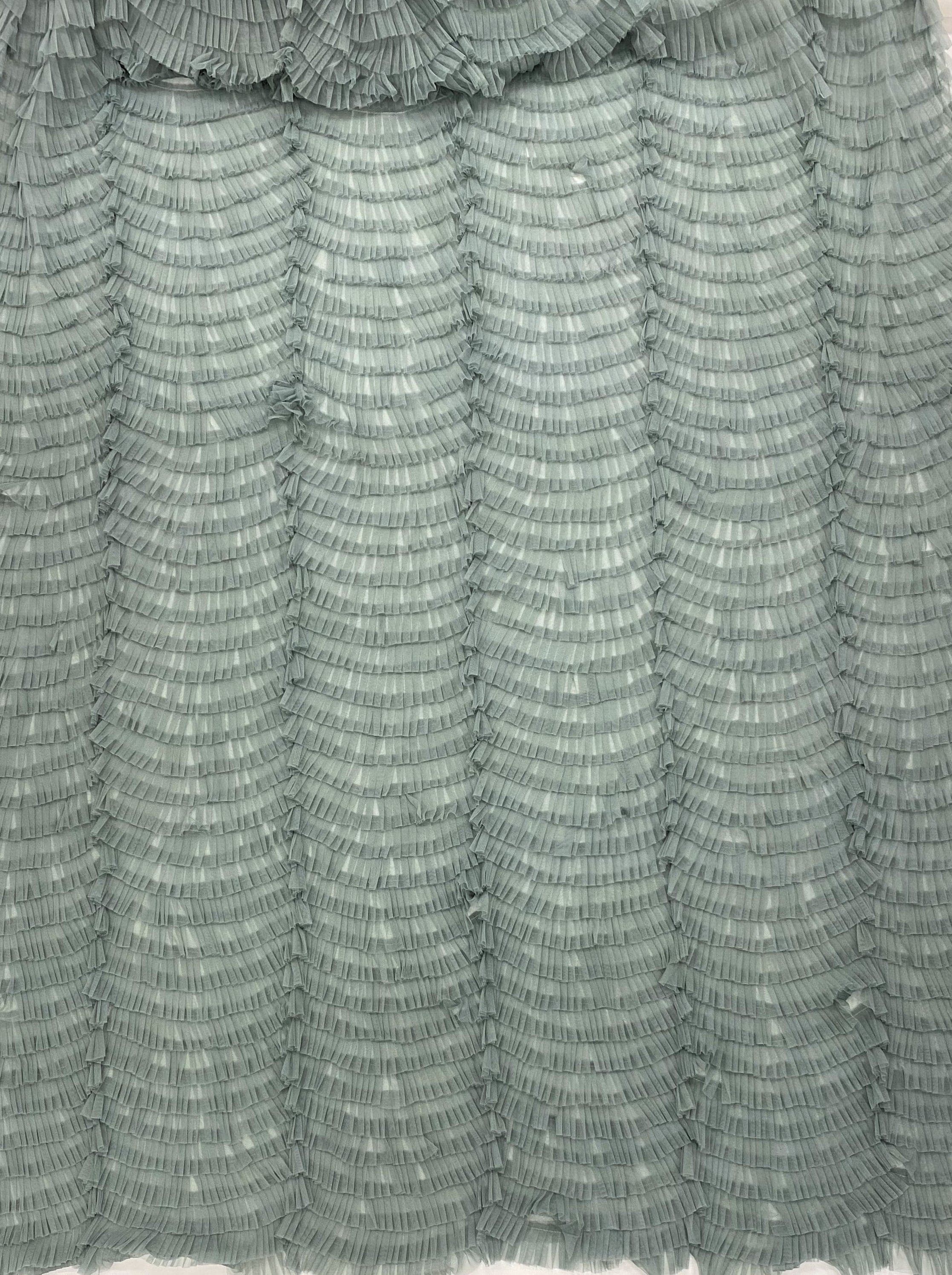 Seagrass Ruffled Tulle — soft, 100% nylon, 135cm wide