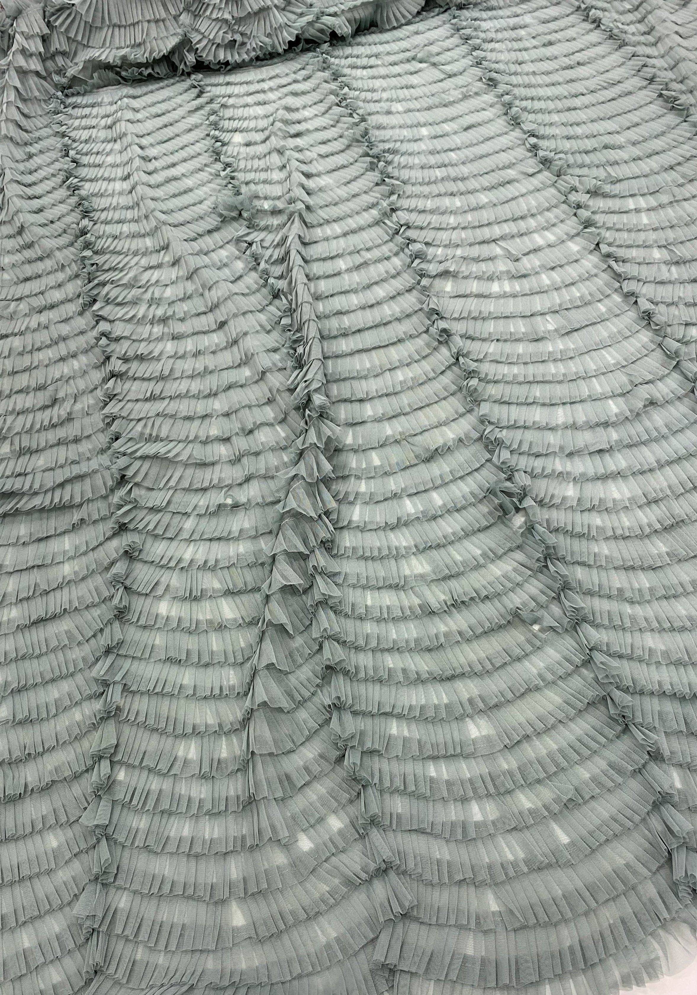 Seagrass Ruffled Tulle — soft, 100% nylon, 135cm wide