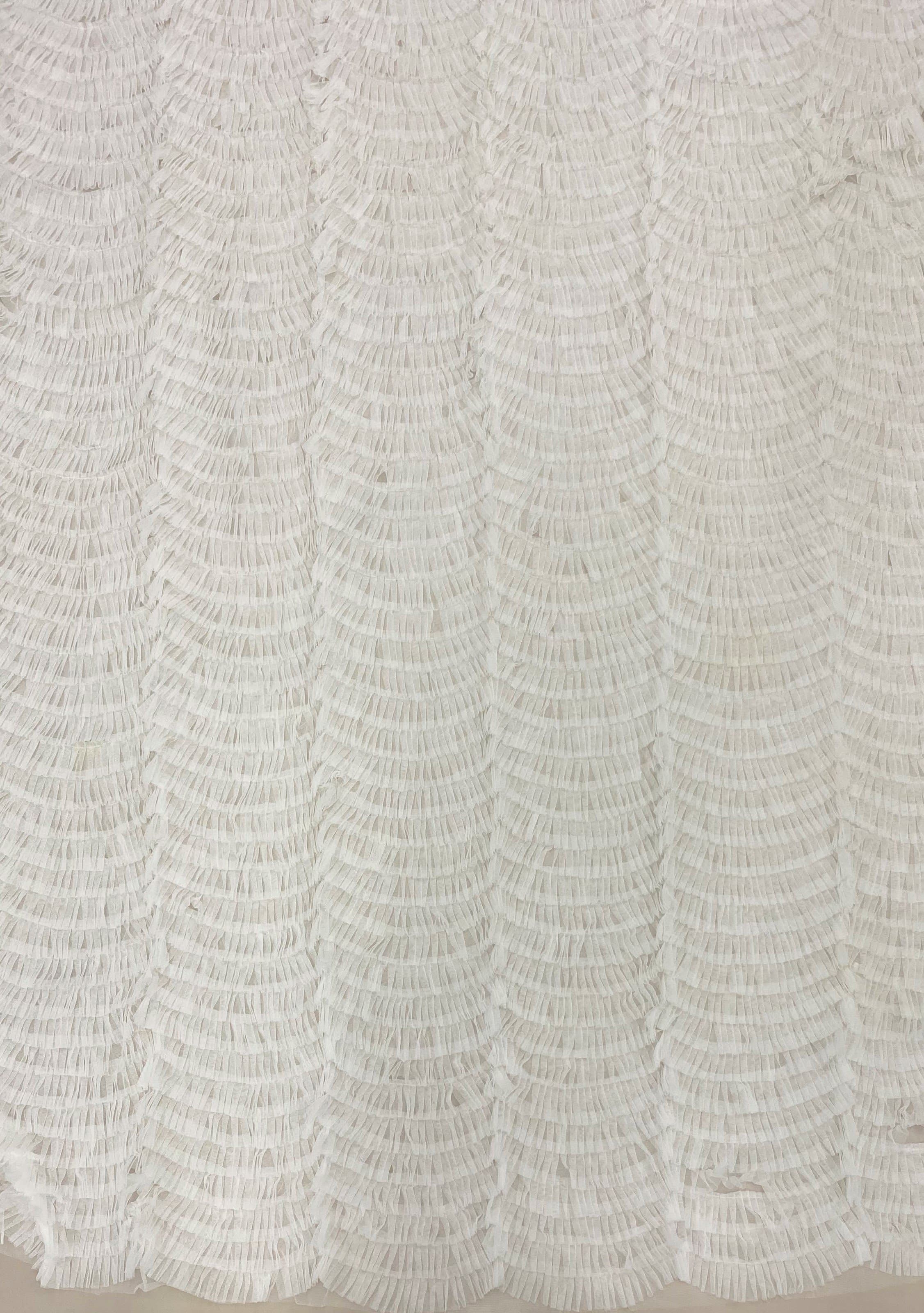 White Ruffled Tulle — soft, 100% nylon, 135cm wide