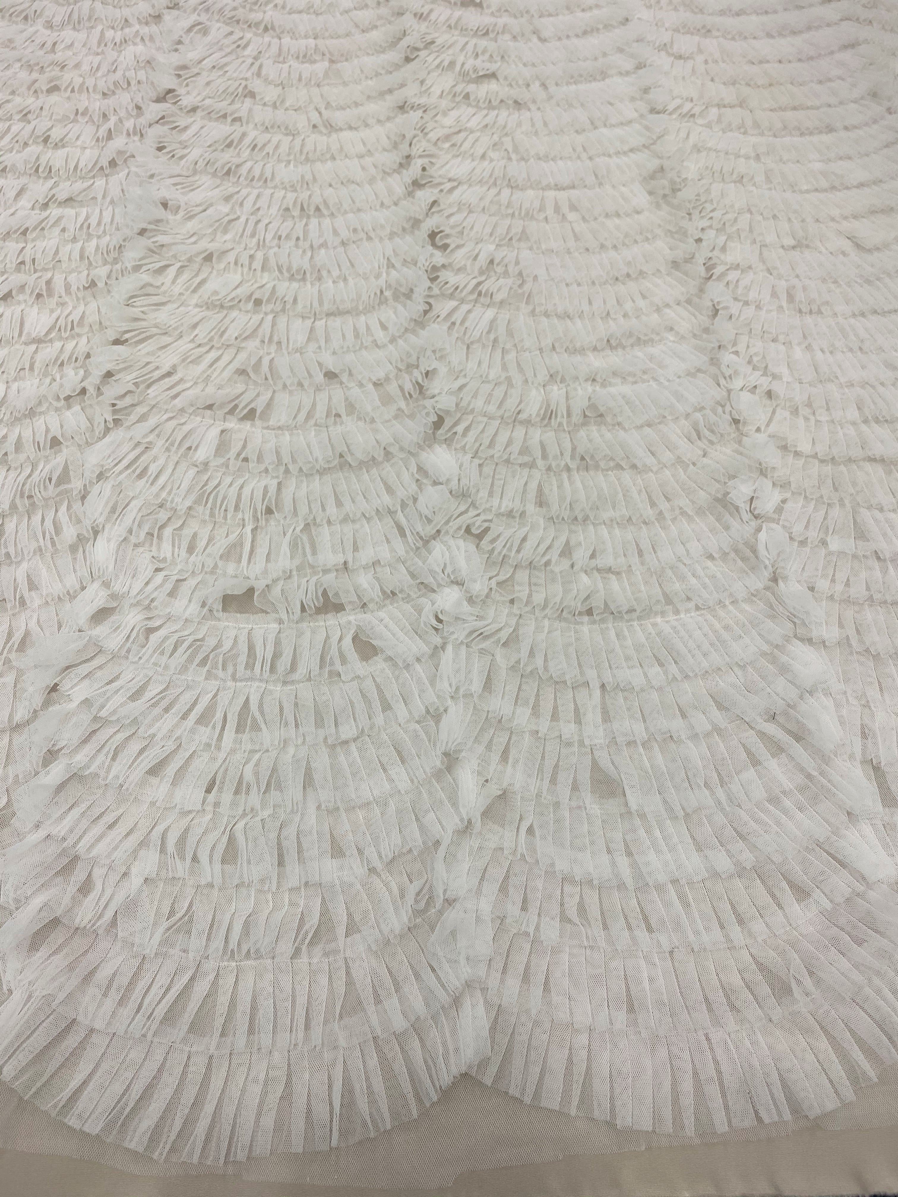 White Ruffled Tulle — soft, 100% nylon, 135cm wide