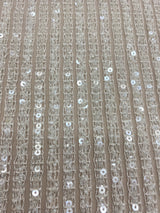 Ivory Linear Embellished Tulle — featuring sequins, 60% rayon 40% nylon, 140cm wide