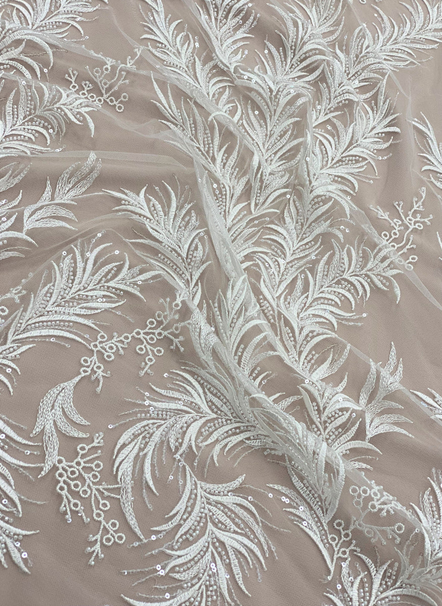 Ivory Embroidered Beaded Tulle Eb1009 main image 0