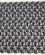 Navy 3D Floral Tulle — featuring floral motifs and sequins, 60% nylon 40% polyester, 130cm wide