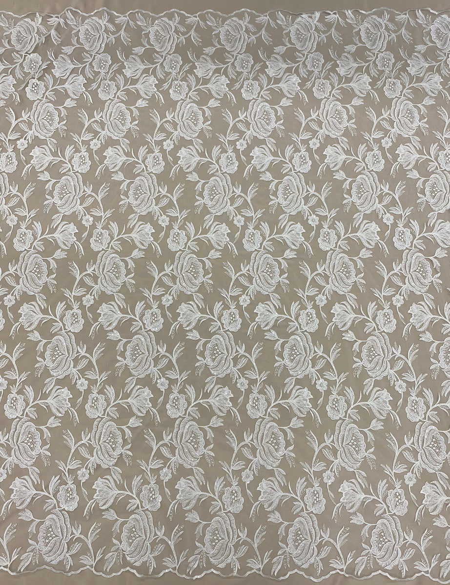 Ivory Embroidered Sequin Tulle Eb3003