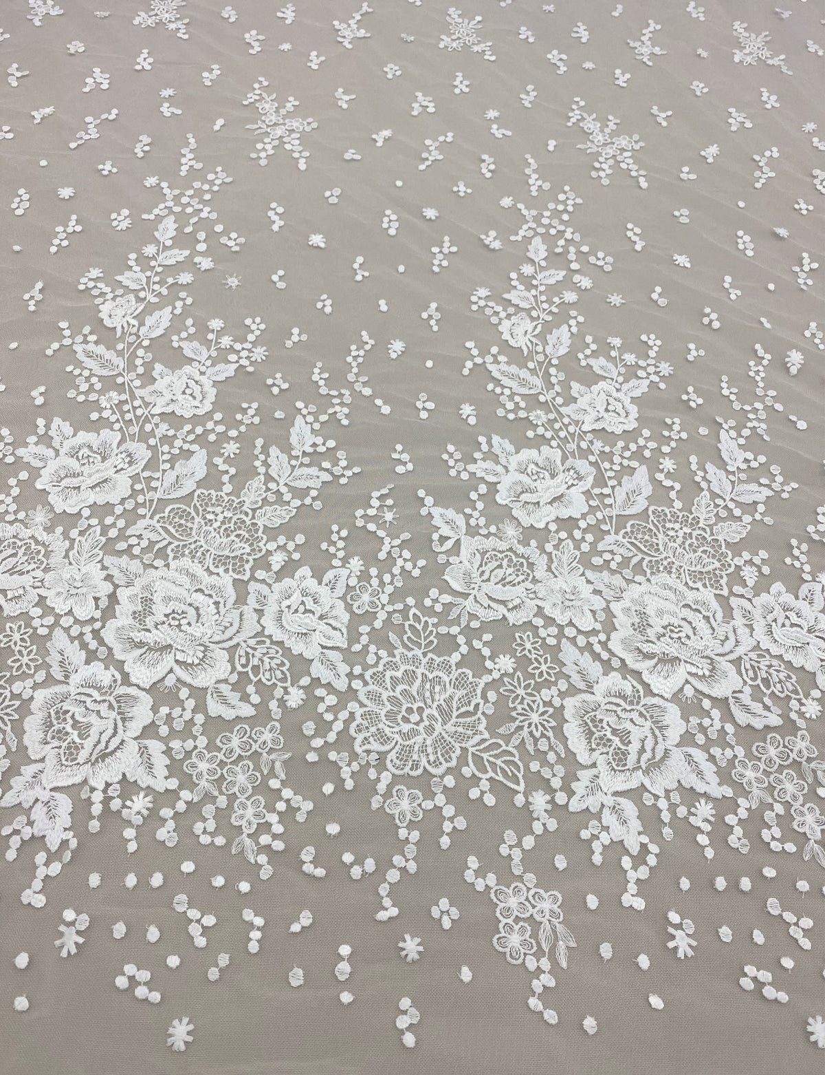 Embroidered Floral Gradient Tulle (W52628) Ivory