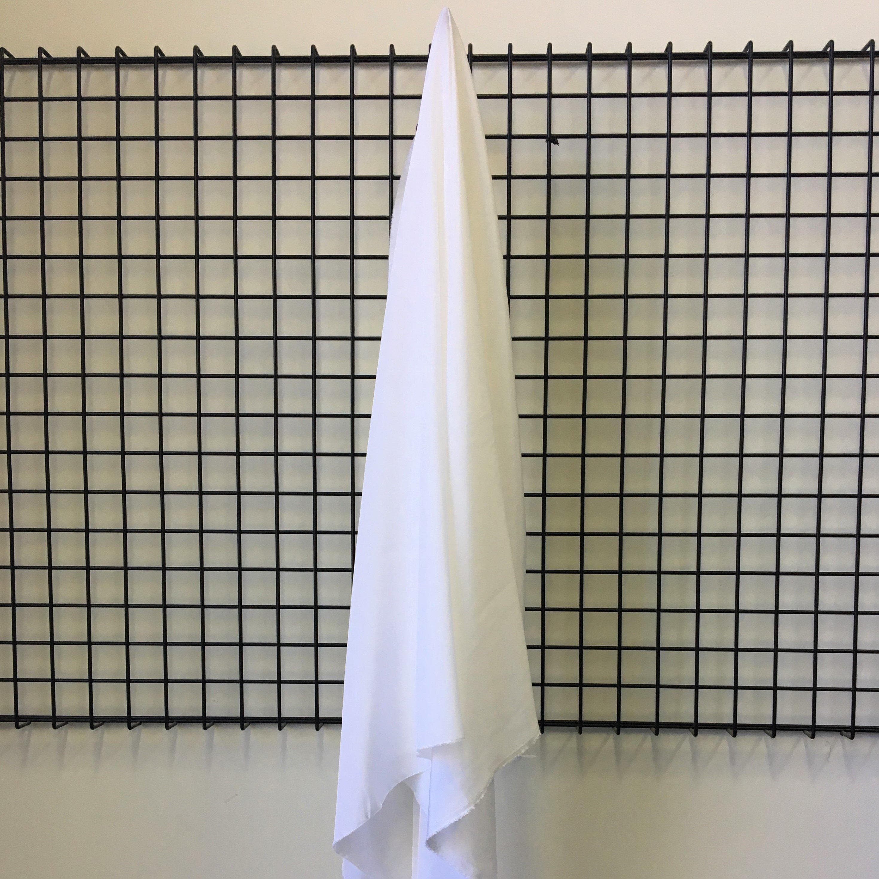 White Crepe De Chine — lightweight with a low-sheen matte finish and a soft, fluid drape, 100% mulberry silk, 137cm wide