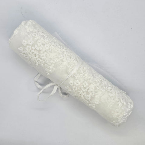 Remnant Floral Embroidered Organza (ZC1307) White
