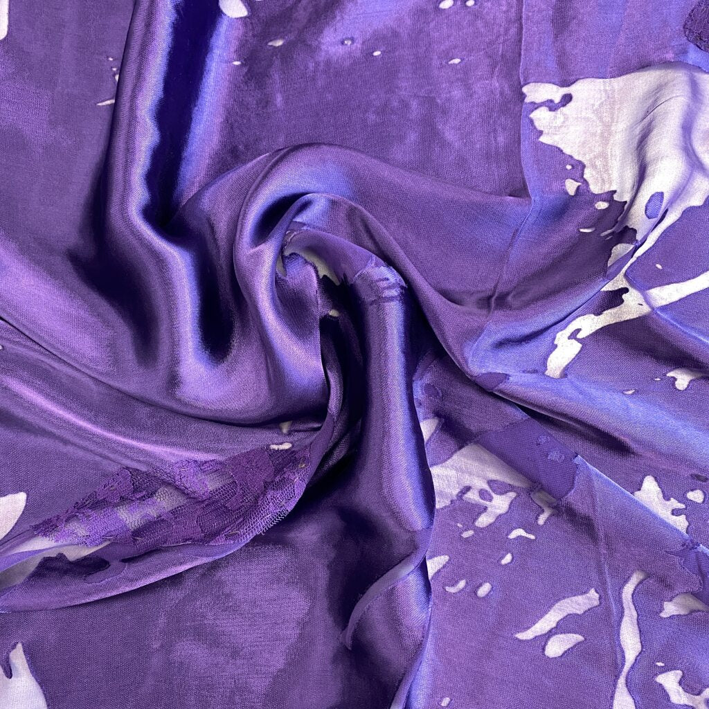 Printed Silk Devore - Purple (108cm)