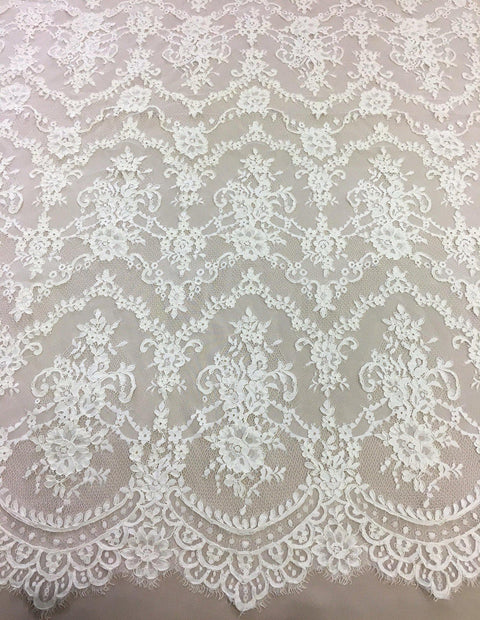 Cut-Piece Fine corded lace (1268) Ivory