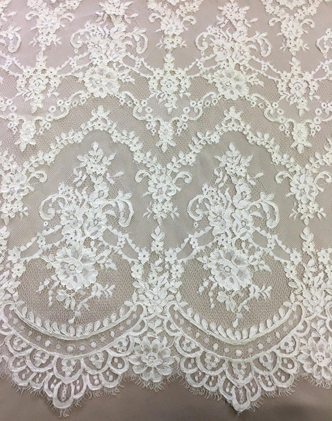 Cut-Piece Fine corded lace (1268) Ivory