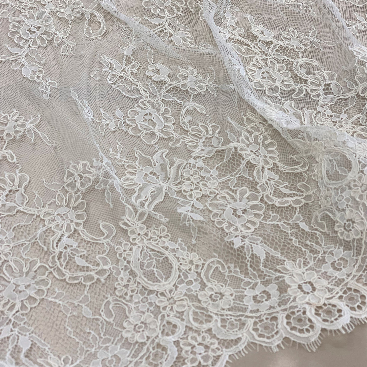 Floral Corded Lace (1379) Ivory – Silk World