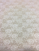 Ivory Fine Rosette Lace — featuring rosette motifs and scrolling swirls, in nylon, 145cm wide