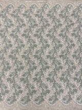 Sage Beaded Lace — featuring scalloped edges, eyelash detail and a botanical design, in nylon with stretch, 140cm wide