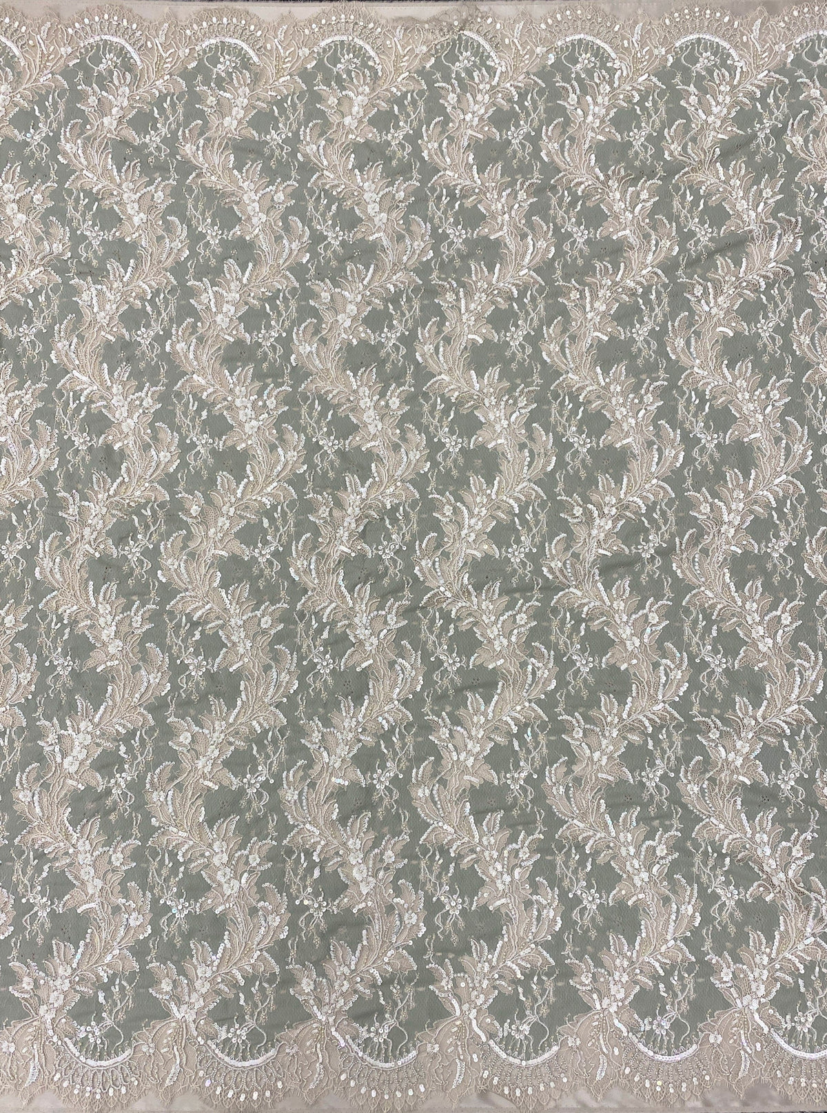 Blooming Floral Beaded Lace (1568BD) - Sage