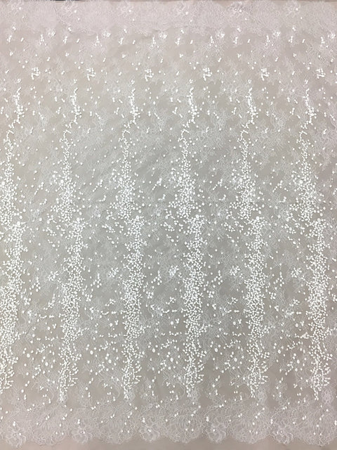 Remnant Embroidered Lace (1591) - Ivory