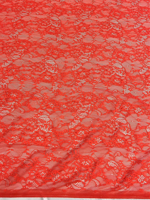 Remnant Floral Stretch Lace (1595) Fiesta