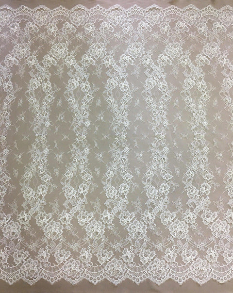Remnant Beaded Floral Lace (1618bd) Ivory