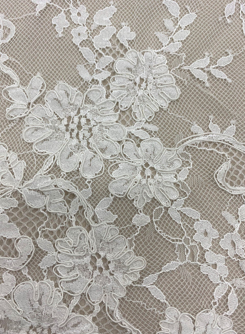 Remnant Corded Floral Lace (1634) Ivory