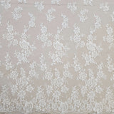 Ivory Fine Floral Lace — featuring scalloped edges, eyelash detail and floral motifs, in nylon, 130cm wide